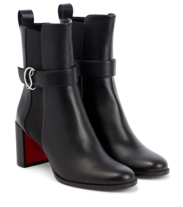Christian Louboutin Chelsea Booty Bottines en Cuir Noir