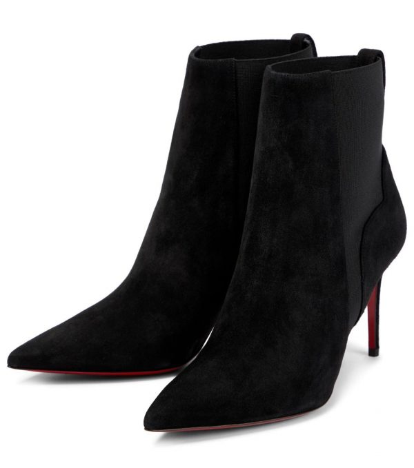 Christian Louboutin Chelsea Chick Bottines en Daim Noir – Image 3