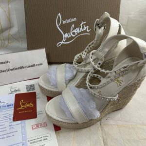 Christian Louboutin Chocazeppa Spikes Espadrilles Compensées 120mm Blanc