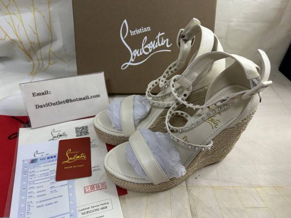 Christian Louboutin Chocazeppa Spikes Espadrilles Compensées 120mm Blanc