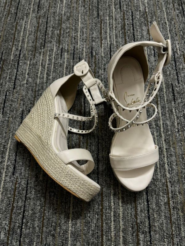 Christian Louboutin Chocazeppa Spikes Espadrilles Compensées 120mm Blanc – Image 2
