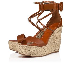 Christian Louboutin Chocazeppa Spikes Sandales 120mm Cuir de veau Marron