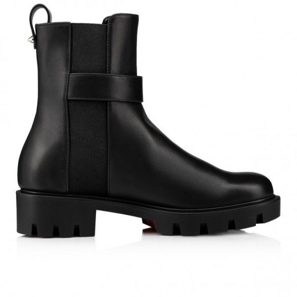 Christian Louboutin Cl Chelsea Booty Lug Bottines Basses en Cuir de Veau Noir – Image 4