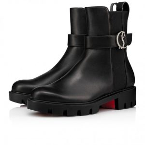 Christian Louboutin Cl Chelsea Booty Lug Bottines Basses en Cuir de Veau Noir