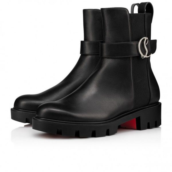 Christian Louboutin Cl Chelsea Booty Lug Bottines Basses en Cuir de Veau Noir
