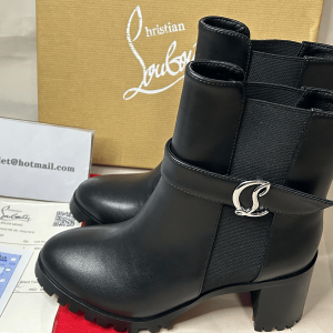 Christian Louboutin Cl Chelsea Lug 75MM Bottines Basses en Cuir de Veau Noir