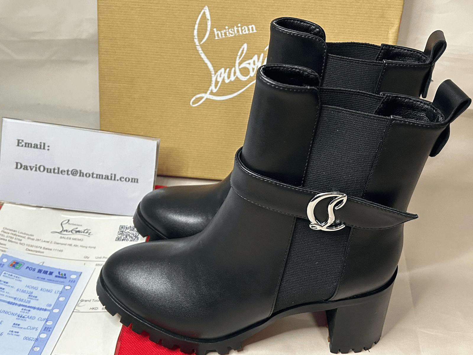 Christian Louboutin Cl Chelsea Lug 75MM Bottines Basses en Cuir de Veau Noir