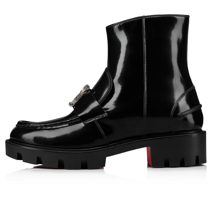 Christian Louboutin CL Moc Bottines Cuir Veau et Strass Noir – Image 2