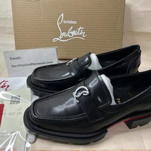 Christian Louboutin Mocassins CL Moc Lug en cuir de veau noir