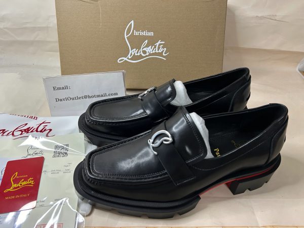 Christian Louboutin Mocassins CL Moc Lug en cuir de veau noir