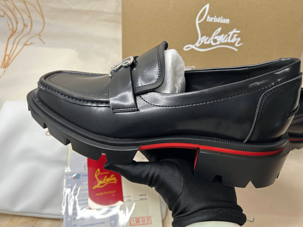 Christian Louboutin Mocassins CL Moc Lug en cuir de veau noir – Image 3