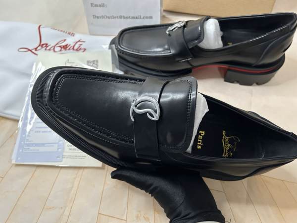 Christian Louboutin Mocassins CL Moc Lug en cuir de veau noir – Image 5