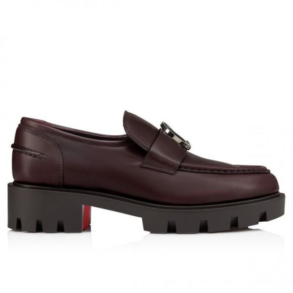 Christian Louboutin Mocassins CL Moc Lug en cuir de veau merlot – Image 2