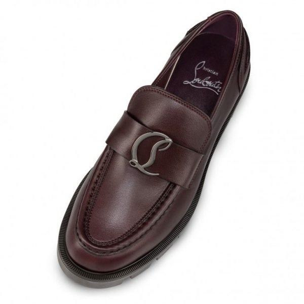 Christian Louboutin Mocassins CL Moc Lug en cuir de veau merlot – Image 4