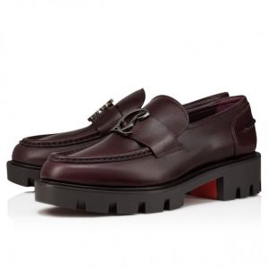 Christian Louboutin Mocassins CL Moc Lug en cuir de veau merlot