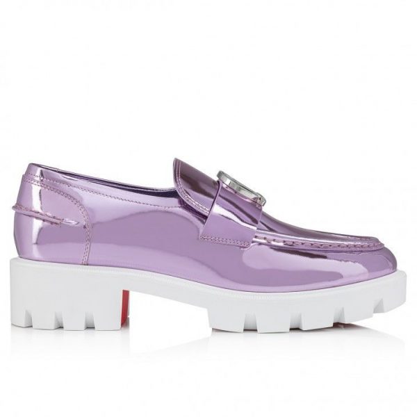 Christian Louboutin Mocassins CL Moc Lug en cuir specchio parme – Image 2