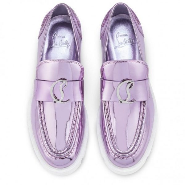 Christian Louboutin Mocassins CL Moc Lug en cuir specchio parme – Image 4