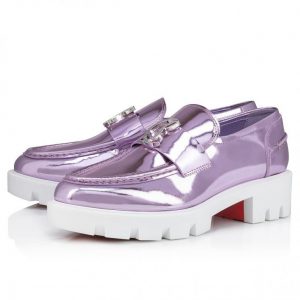 Christian Louboutin Mocassins CL Moc Lug en cuir specchio parme