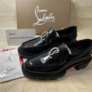 Christian Louboutin Mocassins CL Moc Lug Strass en cuir de veau noir
