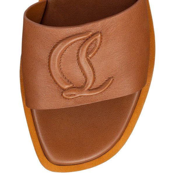 Christian Louboutin CL Mule Cuir Marron – Image 3