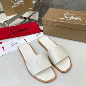 Christian Louboutin CL Mule Cuir de Veau Blanc