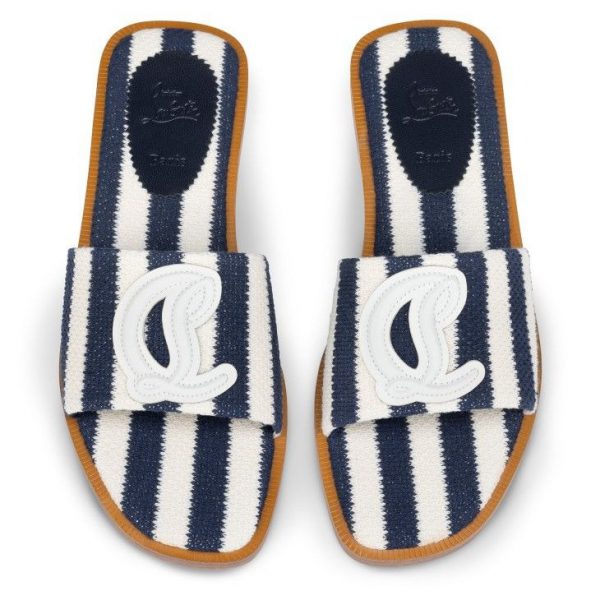 Christian Louboutin CL Mule Mules Malha Tissu Imprimé Bleu – Image 2