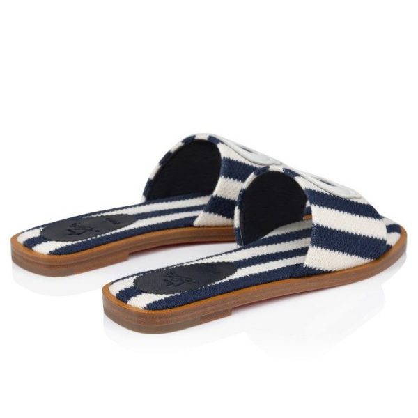 Christian Louboutin CL Mule Mules Malha Tissu Imprimé Bleu – Image 3