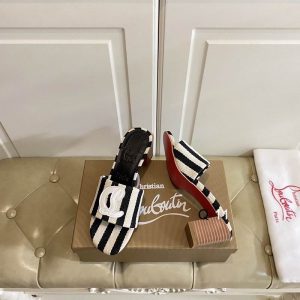 Christian Louboutin CL Mules 50 mm Malha Tissu Imprimé Noir