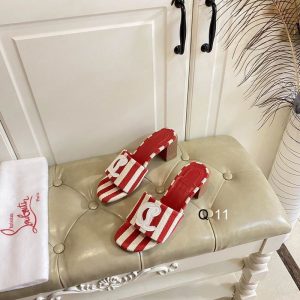 Christian Louboutin CL Mules 50 mm Malha Tissu Imprimé Rouge