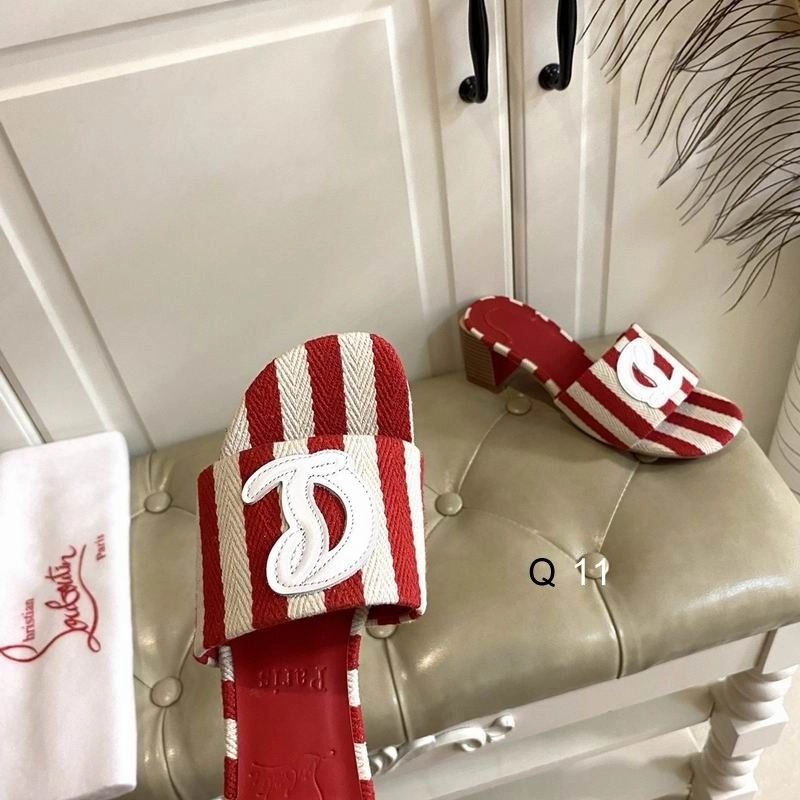 Christian Louboutin CL Mules 50 mm Malha Tissu Imprimé Rouge – Image 3