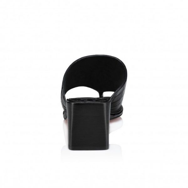 Christian Louboutin CL Tongamule 55 mm Mules Cuir de Veau Gaufré Alligator Noir – Image 4