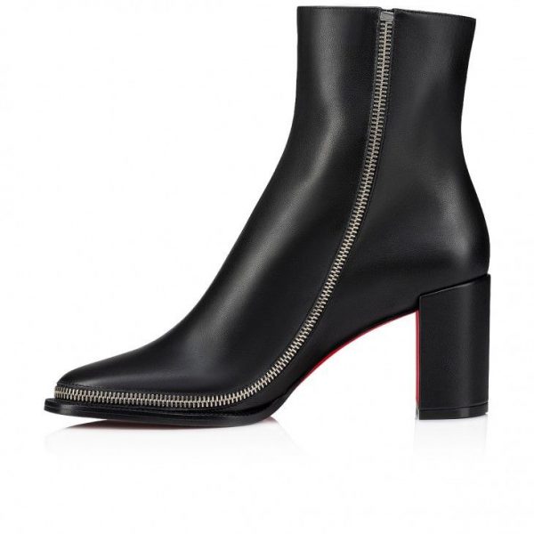 Christian Louboutin Cl Zip Booty 70 Mm Bottines Basses en Cuir de Veau Noir – Image 3