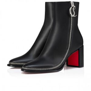Christian Louboutin Cl Zip Booty 70 Mm Bottines Basses en Cuir de Veau Noir