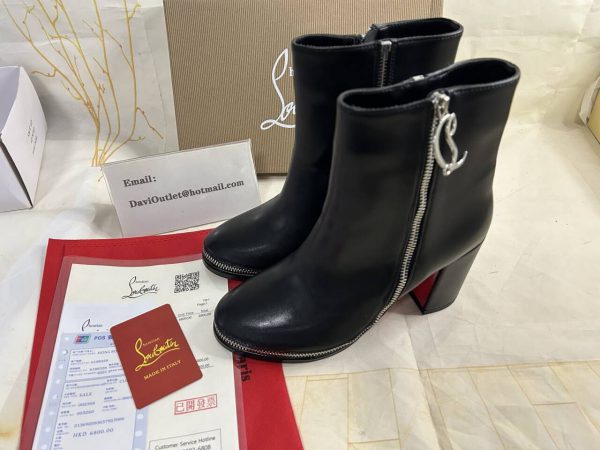 Christian Louboutin Cl Zip Booty 70 Mm Bottines Basses en Cuir de Veau Noir – Image 5