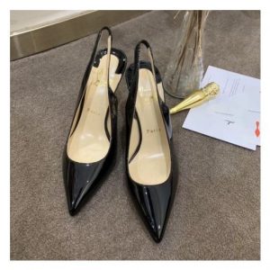 Christian Louboutin Clare Sling 80mm Escarpins Cuir Verni Noir