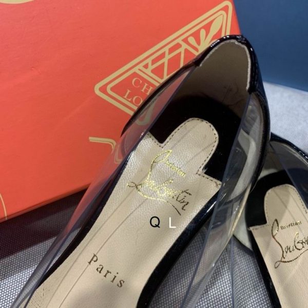 Christian Louboutin Collaclou Spike Clear Ballerines en PVC et Cuir Verni Noir – Image 3