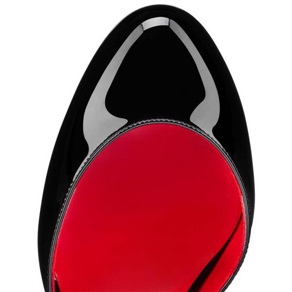Christian Louboutin Escarpins Coluna Verni Veau 130 mm Noir/lin Loubi Chaussures – Image 3
