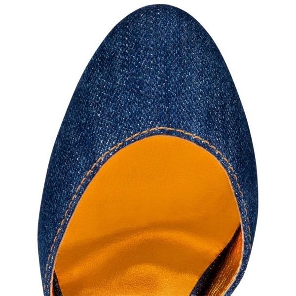 Christian Louboutin Coluna Tissu 130 mm Denim/lin Saba Or Chaussures – Image 3