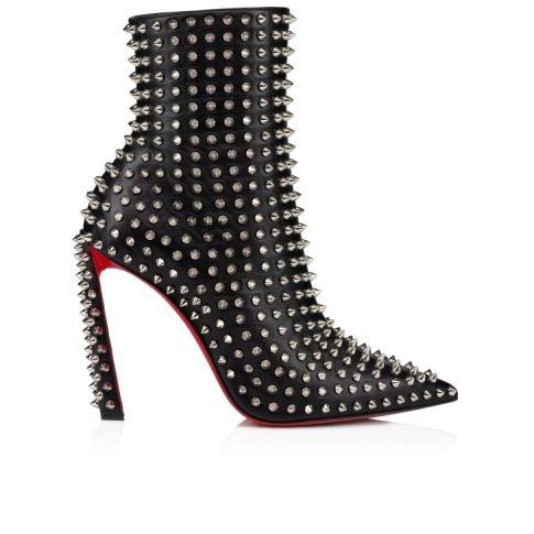 Christian Louboutin Condora Booty Cloutées 100mm Bottines Basses Cuir Nappa et Clous Argent Noir – Image 2