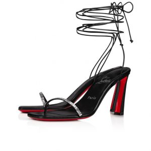 Christian Louboutin Condora Lacestrass Sandales 85mm Cuir Noir