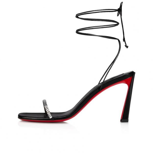 Christian Louboutin Condora Lacestrass Sandales 85mm Cuir Noir – Image 2