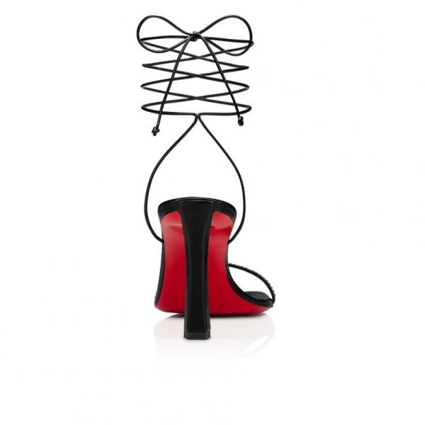 Christian Louboutin Condora Lacestrass Sandales 85mm Cuir Noir – Image 3