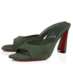 Christian Louboutin Mules Condora 85 mm en veau velours vert Tennessee