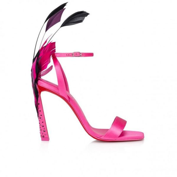 Christian Louboutin Condora Queen Plume 100 Mm Sandales en Crêpe Satiné et Plumes Glam – Image 2
