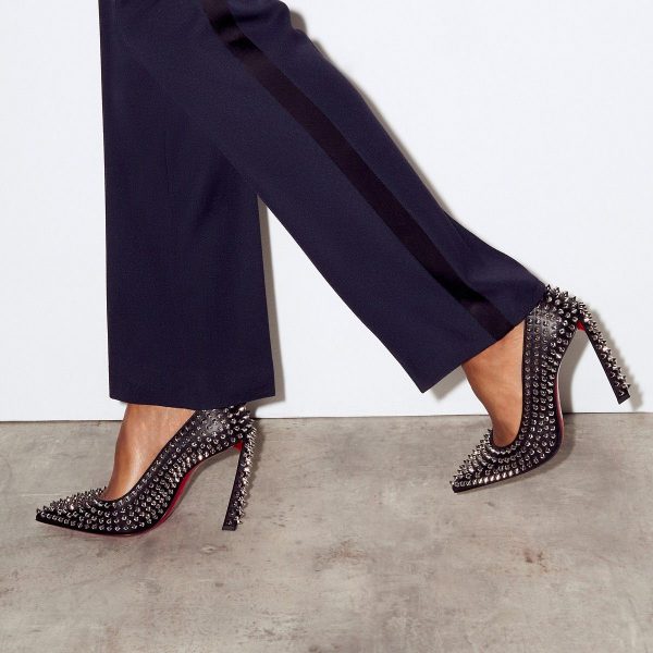 Christian Louboutin Condora Spikes 100 mm Escarpins Cuir Nappa Noir – Image 5