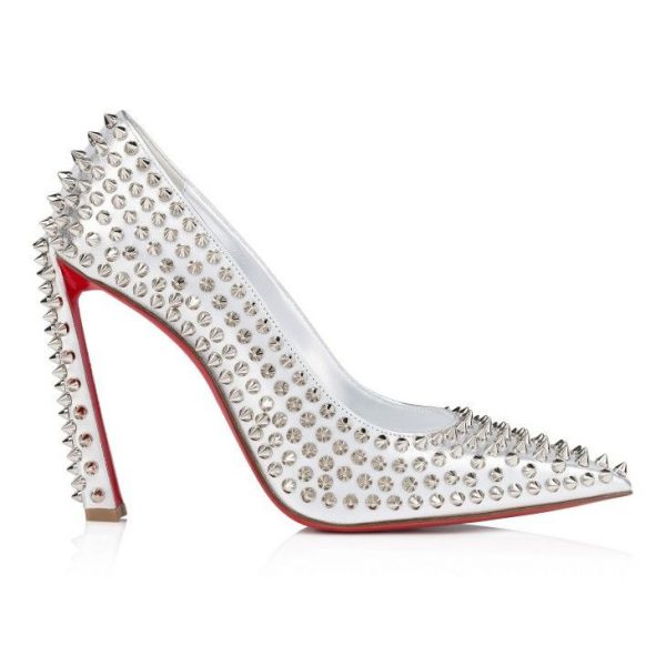 Christian Louboutin Condora Spikes 100 mm Escarpins Cuir Nappa Irisé et Speccchio Argent – Image 2