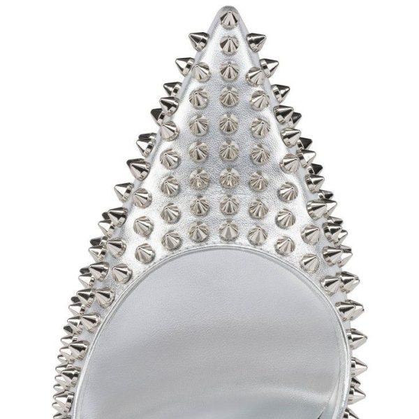 Christian Louboutin Condora Spikes 100 mm Escarpins Cuir Nappa Irisé et Speccchio Argent – Image 3