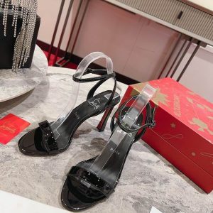 Christian Louboutin Condorapik Queen Sandales 100mm Cuir Verni Noir
