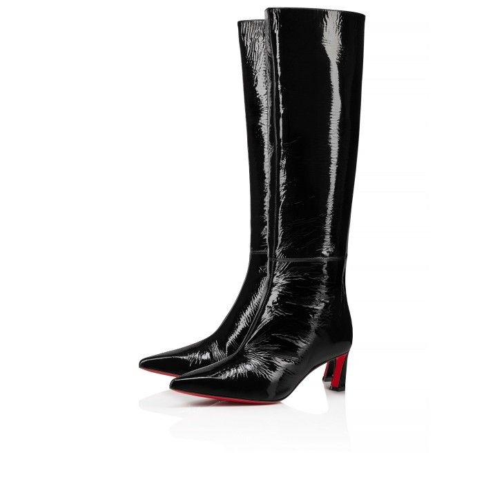Christian Louboutin Condorocombo Botta 55 Mm Bottes en Cuir Verni Vog Noir