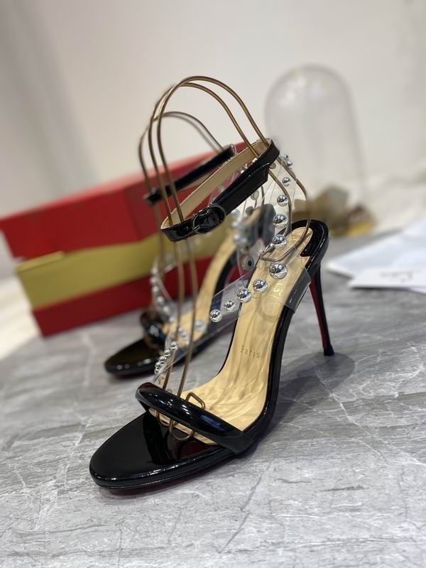 Christian Louboutin Corinetta Sandales 100mm Cuir Verni Specchio PVC Noir